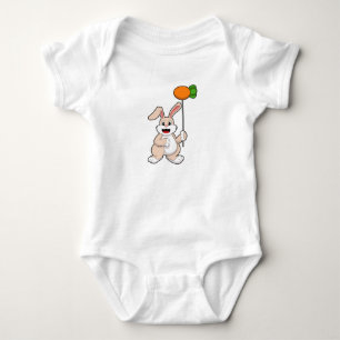 Rabbit with Carrot as Balloon.PNG Baby Bodysuit