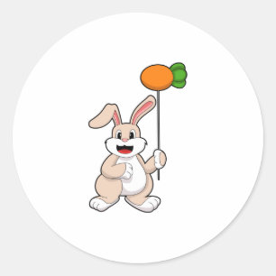 Rabbit with Carrot as Balloon.PNG Classic Round Sticker