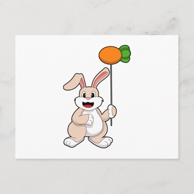 Rabbit with Carrot as Balloon.PNG Postcard (Front)