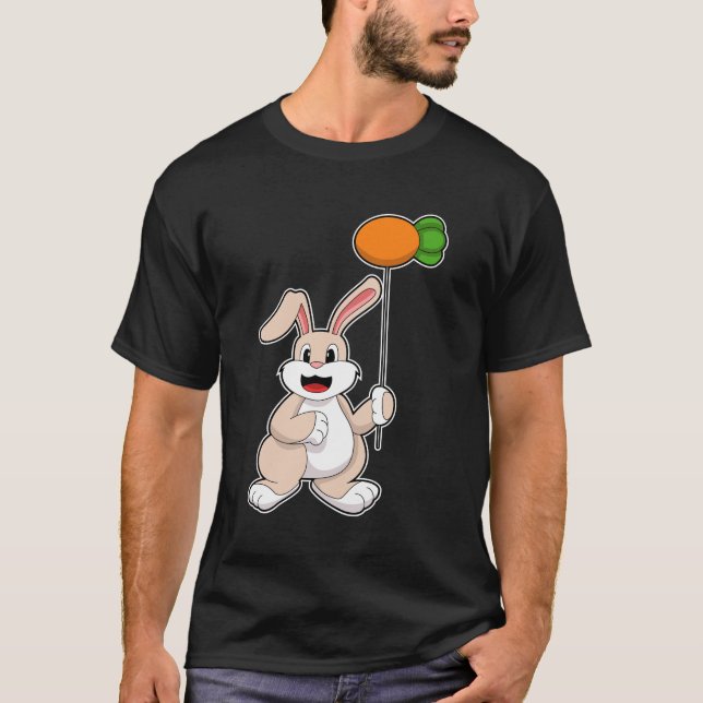 Rabbit with Carrot as Balloon.PNG T-Shirt (Front)