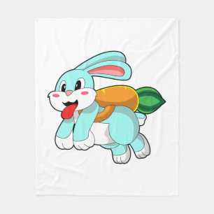 Rabbit with Carrot as Rocket Fleece Blanket