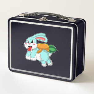 Rabbit with Carrot as Rocket Metal Lunch Box