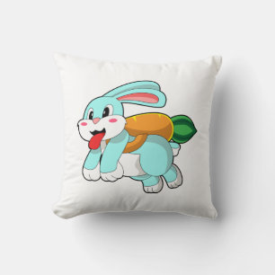 Rabbit with Carrot as Rocket Throw Pillow