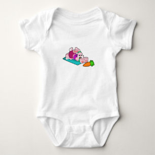 Rabbit with Carrot at Yoga on Yoga mat Baby Bodysuit