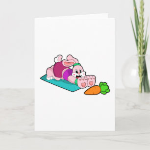Rabbit with Carrot at Yoga on Yoga mat Card