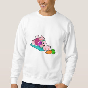 Rabbit with Carrot at Yoga on Yoga mat Sweatshirt