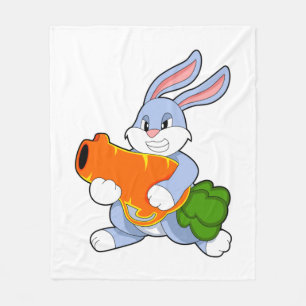 Rabbit with Carrot Fleece Blanket