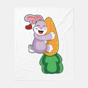 Rabbit with Carrot Fleece Blanket