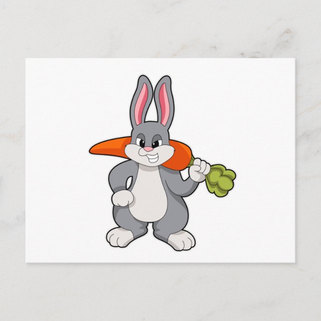 Rabbit with Carrot Postcard (Front)