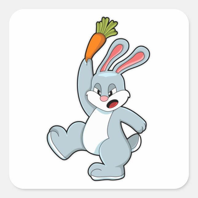 Rabbit with Carrot Square Sticker (Front)