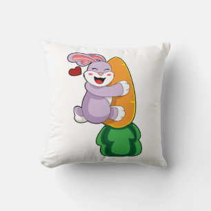 Rabbit with Carrot Throw Pillow