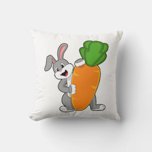 Rabbit with Carrot Throw Pillow