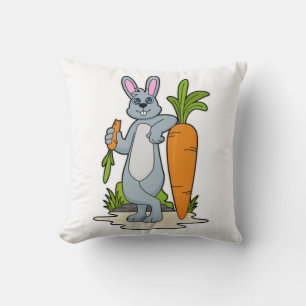 Rabbit with Carrot Throw Pillow