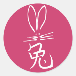 Rabbit with Chinese Character Classic Round Sticker