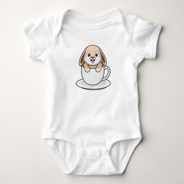 Rabbit with Coffee Cup Baby Bodysuit (Front)