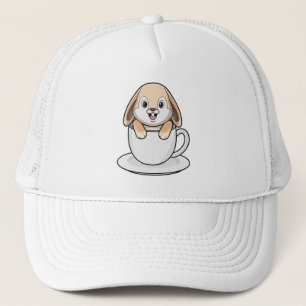 Rabbit with Coffee Cup Trucker Hat