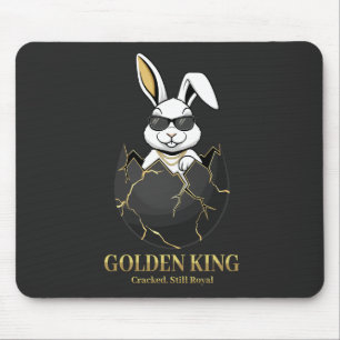Rabbit with cool glasses, Gold, cracked, royal Mouse Pad