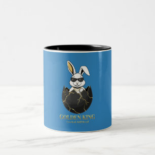 Rabbit with cool glasses, Gold, cracked, royal Two-Tone Coffee Mug