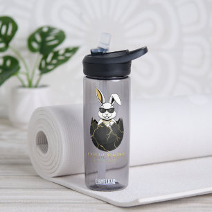 Rabbit with cool glasses, Gold, cracked, royal Water Bottle