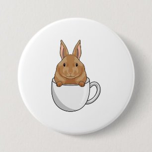 Rabbit with Cup of Coffee 3 Inch Round Button