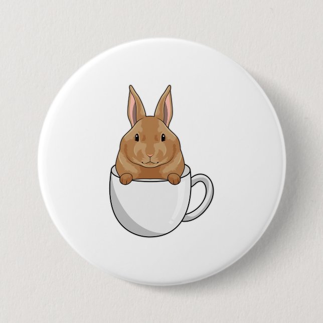Rabbit with Cup of Coffee 3 Inch Round Button (Front)