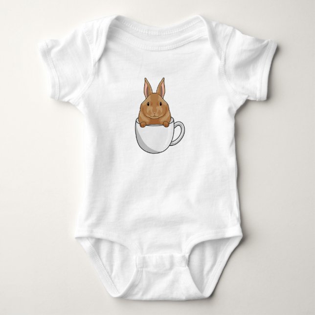 Rabbit with Cup of Coffee Baby Bodysuit (Front)