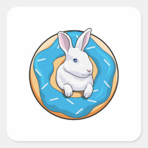 Rabbit with Doughnut Square Sticker