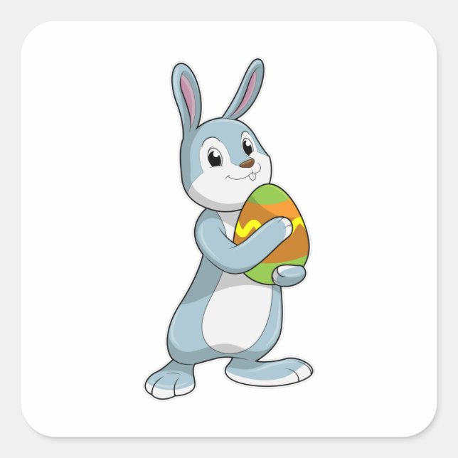 Rabbit with Egg Square Sticker (Front)