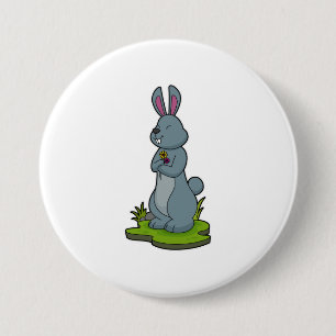 Rabbit with Flowers 3 Inch Round Button