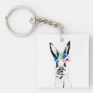 Rabbit with Flowers Keychain