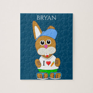 Rabbit with hat puzzle with Child's name.