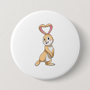 Rabbit with Heart 3 Inch Round Button