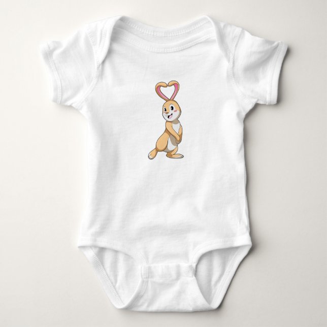Rabbit with Heart Baby Bodysuit (Front)