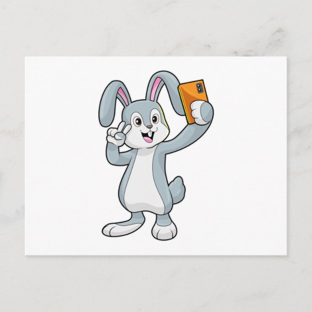 Rabbit with Mobile Postcard (Front)