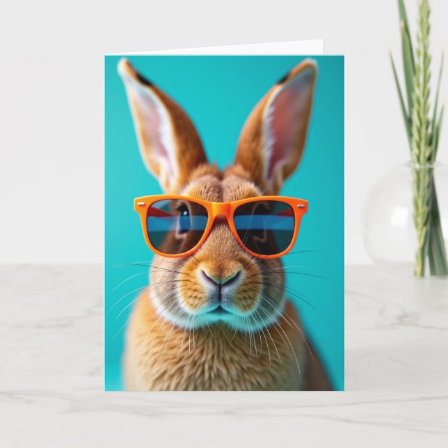 Rabbit With Orange Glasses Card (Front)