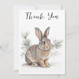 Rabbit with Pine  Wildlife Thank You Card