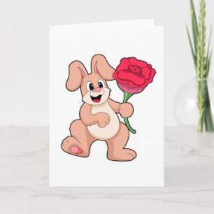 Rabbit with red Rose Card