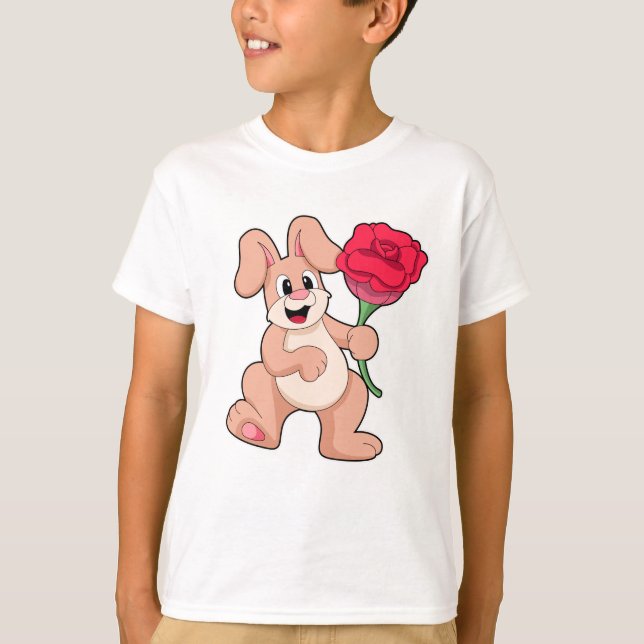 Rabbit with red Rose T-Shirt (Front)