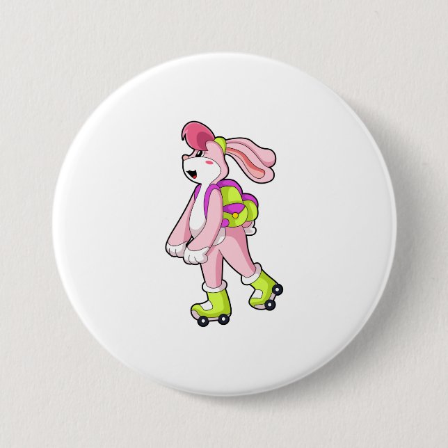 Rabbit with Roller skates 3 Inch Round Button (Front)