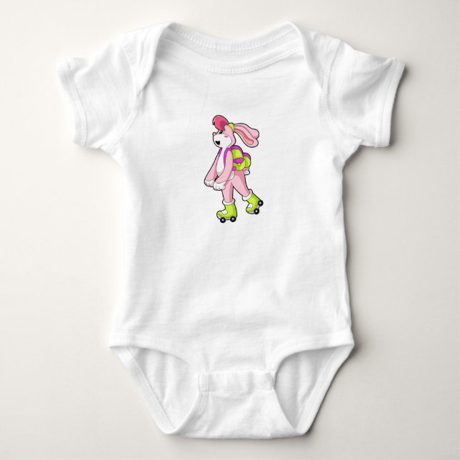 Rabbit with Roller skates Baby Bodysuit (Front)