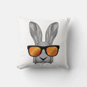 Rabbit with Sunglasses Throw Pillow