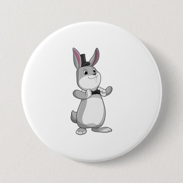 Rabbit with Top hat & Bow tie 3 Inch Round Button (Front)