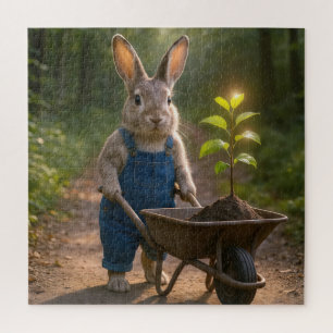 Rabbit With Tree Sapling In a Wheelbarrow Jigsaw Puzzle