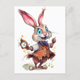 Rabbit with Watch Postcard