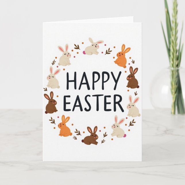 Rabbit Wreath Springtime Card (Front)