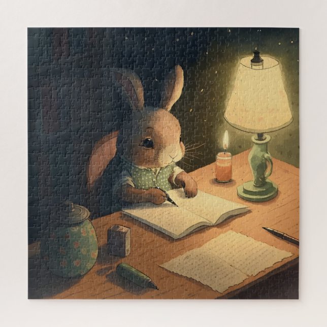 Rabbit Writing at Desk -  Jigsaw Puzzle (Vertical)