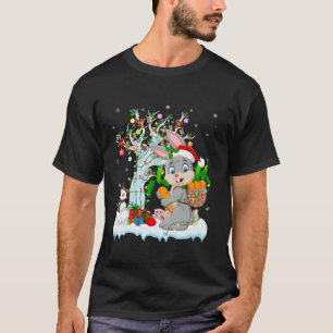 Rabbit Xmas Lighting Tree Santa Hat Rabbit Christm T-Shirt