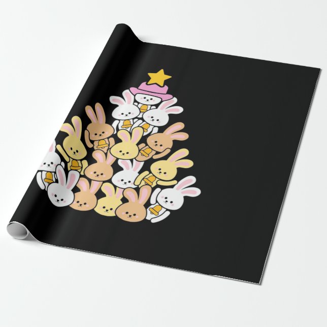 Rabbit Xmas Tree Wrapping Paper (Unrolled)