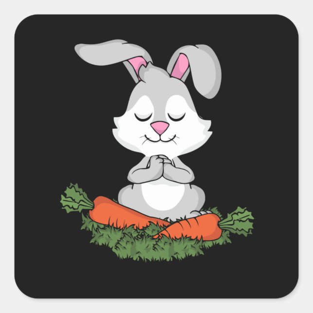 Rabbit Yoga Lover Women Bunny Gift Meditating Square Sticker (Front)