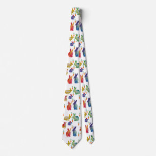 Rabbits and carrots watercolo art Tie